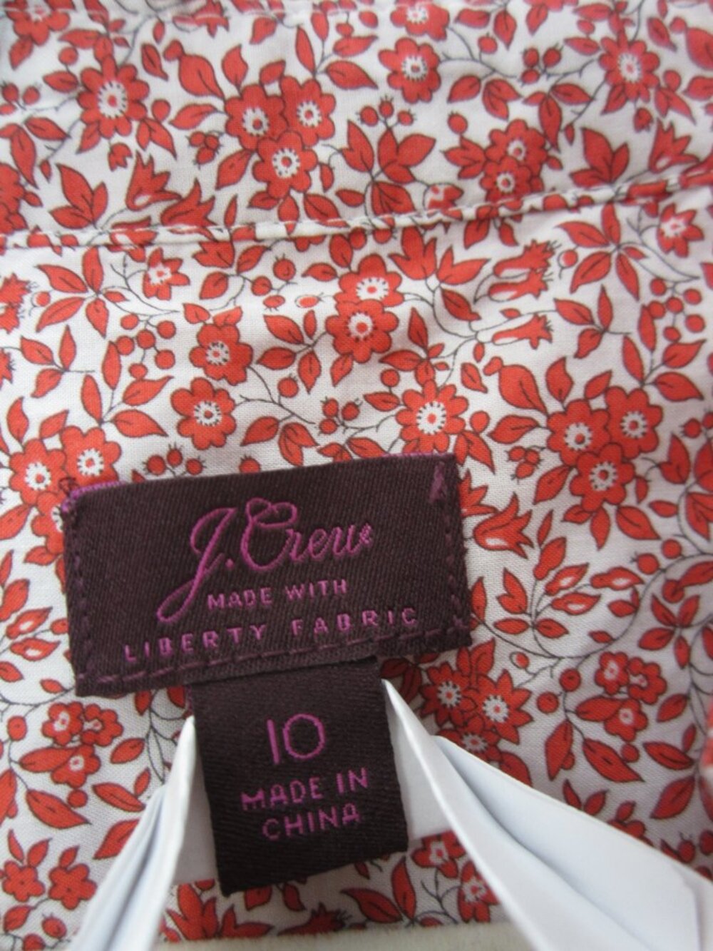 J.Crew Size 10 Liberty Floral Print Sleeveless Ruffle Neck Midi Dress Red - Picture 6 of 11
